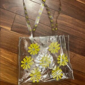 Clear Tote Bag with Yellow Floral Design